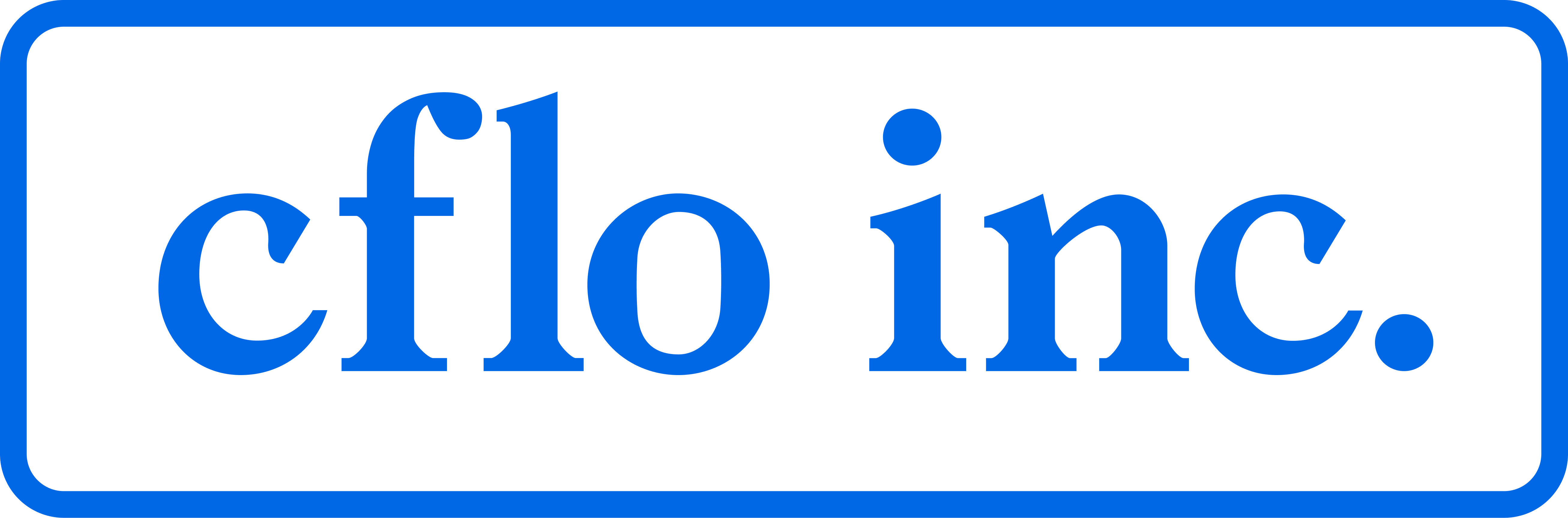 Blue text "cflo inc." inside a rounded rectangle outline.